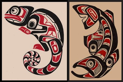 Indigineous Art, Tatouage Haida, Salish Art, Haida Tattoo, Arte Haida, Native American Totem, Alaska Art, Coast Salish, Native Tattoos