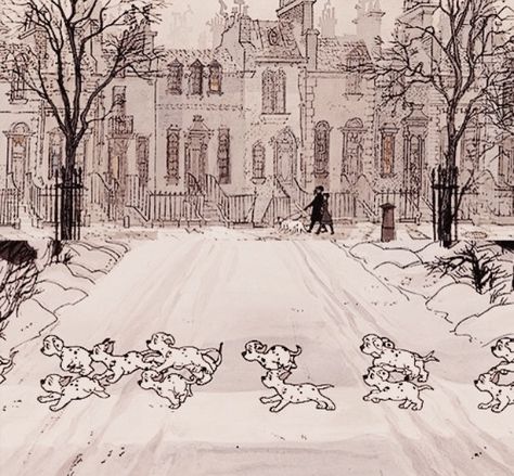 Classic Disney Aesthetic, Winter In Disney, Old Disney Aesthetic, Disney Winter, Winter Cartoon, Septième Art, Old Disney, Pinturas Disney, 101 Dalmatians