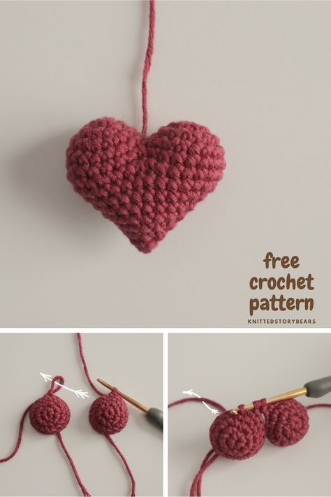 Mini Crochet Hearts Pattern, Mini Heart Amigurumi Free Pattern, Crocheted Valentine Hearts, How To Crochet Hearts For Beginners, Amigurumi Heart Keychain, Easy Crochet Valentines, Crochet Mini Heart Pattern, 3d Heart Crochet Pattern Free, Crochet Valentines Keychain