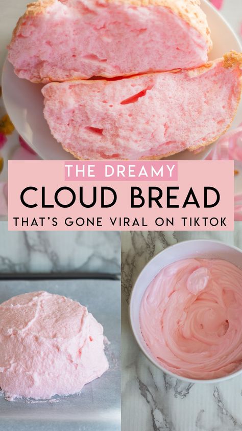 Pink Dessert, Pink Food, 3 Ingredient Recipes, Cloud Bread, Easy Baking Recipes Desserts, Tasty Baking, Baked Dessert Recipes, Fun Baking Recipes, Easy Baking Recipes