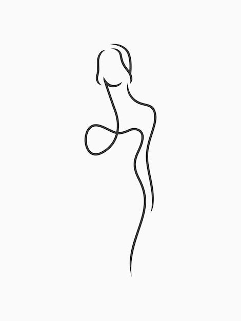 Minimal feminine female body line art | Premium Vector #Freepik #vector #body-line #woman-shape #woman-sketch #lady Female Form Sketch, Lady Line Art, Woman Body Line Art, Female Body Line Art, Feminine Female, Body Line Art, Woman Sketch, Female Body, Premium Vector