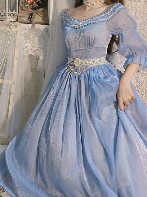 Fairytale Palace, Disney Princess Inspired Dresses, Blue Princess Dress, Fairytale Fashion, Long Blue Dress, Fancy Wedding Dresses, Old Fashion Dresses, Royal Dresses, Fantasy Gowns