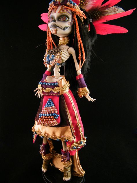 ༻❁༺ ❤️ ༻❁༺ Custom Skelita by EngelMech | Monster High Doll ༻❁༺ ❤️ ༻❁༺ Skelita Calaveras, Monster High Custom Doll, Den Mrtvých, Custom Monster High Dolls, Monster High Custom, Monster High Repaint, Monster Dolls, Creepy Dolls, Monster High Doll