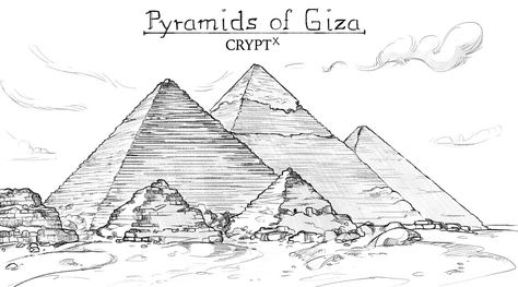 ArtStation - Monuments of Ancient Egypt - Drawings, Johanna Rupprecht Pyramids Drawing Sketch, Pyramid Sketch Drawings, Ancient Egypt Architecture Drawing, Ancient Egyptian Architecture Sketches, Pyramids Egypt Drawing Egyptian Art, Egypt Drawing Ideas, Egyptian Pyramids Drawing, Pyramids Egypt Drawing, Pyramids Of Giza Drawing