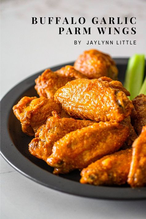 Garlic Parm Buffalo Wings, Garlic Buffalo Wings, Buffalo Parmesan Wings, Different Kinds Of Chicken Wings, Garlic Buffalo Chicken, Spicy Garlic Parmesan Wings, Hot Garlic Parmesan Wings Sauce Recipes, Garlic Buffalo Wing Sauce, Buffalo Garlic Parmesan Sauce