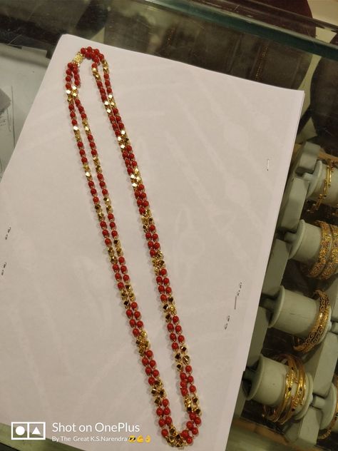 Red Coral Necklace Indian Gold, Pagadam Jewellery Chains, Pagadala Chains Simple, Coral Chain Designs, Pagadalu Chains, Pagadalu Chain Designs, Pagadalu Jewellery, Pagadala Chains, Red Coral Jewellery