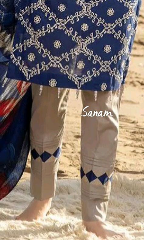 trouser ke design 2024 Capri Designs Pakistani Lawn, Lawn Trouser Design, Plazo Designs Latest Style, Trouser Designs Pakistani, Simple Suit Designs, Mohri Design, Plazzo Designs, Plazo Designs, Plazo Design