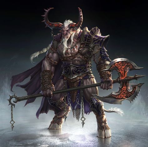 ArtStation - Minotaur,Project D, Young June Choi [ GPZANG ] Fantasy Races, Dungeons And Dragons Characters, Fantasy Monster, Fantasy Armor, Fantasy Warrior, Fantasy Rpg, 판타지 아트, Monster Art, Creature Concept