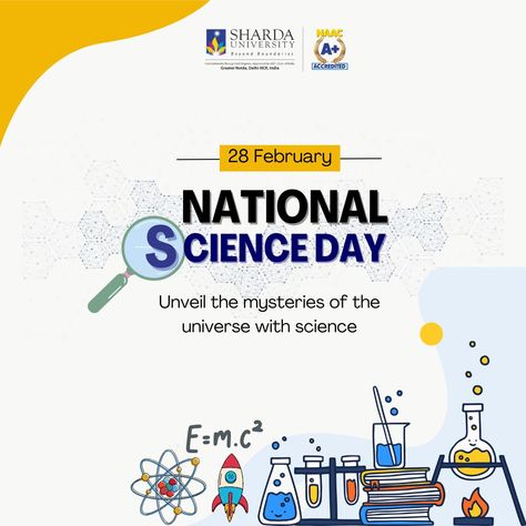 Every experiment and every discovery had revolutionalized humanity towards brilliance. Today we recognize its importance and celebrate 𝐍𝐚𝐭𝐢𝐨𝐧𝐚𝐥 𝐒𝐜𝐢𝐞𝐧𝐜𝐞 𝐃𝐚𝐲. A day named after the discovery of the Raman Effect by Sir C.V. Raman in 1928. Happy National Science Day to the next generation of scientists and innovators! #NationalScienceDay #science #ScienceDay #CVRaman #scientist #physics #chemistry #ShardaUniversity #shardauniversityinternational #ATrulyGlobalUniversity #LearningBeyondBoundaries Raman Effect, C V Raman, National Science Day, Science Day, National Days, Private University, Greater Noida, Health Science, The Next Generation