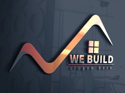 Logo Building Design, Contracting Logos, Construction Company Logo Design Ideas, Office Logo Design, Build Logo, Building Logo Design, Abstract Typography, Logo Design Graphics, Clean Logo Design