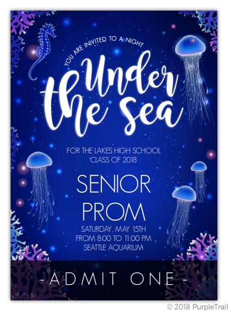 Under The Sea Prom, Prom Invitations, Prom Tickets, Glowing Jellyfish, Nautical Baby Shower Invitations, Prom Themes, Underwater Theme, Baby Shower Invitations Design, Under The Sea Birthday