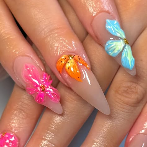 Quinceanera Nails, Boho Nails, 3d Flower Nails, Punk Nails, Nail Designs Tutorial, Cute Nail Art Designs, Summery Nails, Gem Nails, Fire Nails