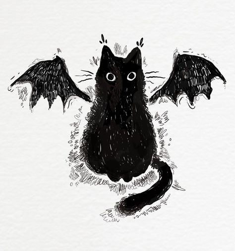 Vampire Cat, Black Cat Tattoos, Arte Grunge, Cat Tattoo Designs, Cat Doodle, Cat Sketch, Black Cat Art, A Black Cat, Cat Tattoo