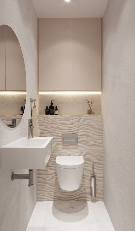 Small Toilet Design, Small Space Bathroom Design, Toilette Design, Ideas Bathroom Decor, Bathroom Interior Design Modern, Toilet Room Decor, Wc Design, Small Toilet Room, Small Bathroom Interior