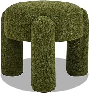 Jennifer Taylor Home Hugo 20.5" Round Fully Upholstered Ottoman, Moss Green Boucle Room Arrangement, Wood Ottoman, Knitted Pouf, Accent Ottoman, Living Room Arrangements, Jennifer Taylor, Cube Ottoman, Ottoman Stool, Cerulean Blue