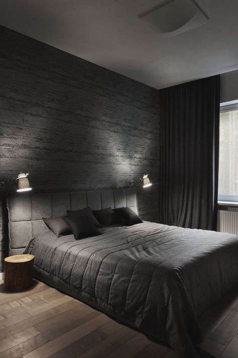 Black Bedroom Decor, Masculine Bedroom, Minimal Interior Design, Dark Bedroom, Bilik Tidur, Black Room, Black Bedroom, Bedroom Black, Modern Bedroom Decor