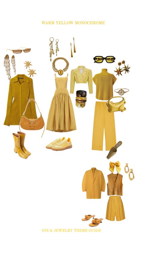 Several looks of yellow tones and different textures. Inspired by the autumn winter season. Warm Yellow, Jewelry Lookbook, Warm Autumn, Gin, Autumn Winter, Lookbook, Fall Winter, Yellow