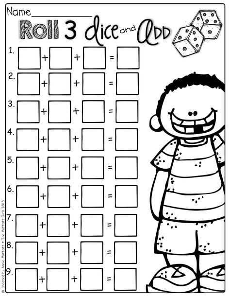 Interactive Math!  Roll 3 dice, add them up and write the sum.  Makes learning addition a little more exciting! Numbers Operations And Relationships Grade 1, Addends First Grade, Addition Up To 20, Math Addition, Math Workshop, Homeschool Math, Math Stations, Guided Math, Numeracy