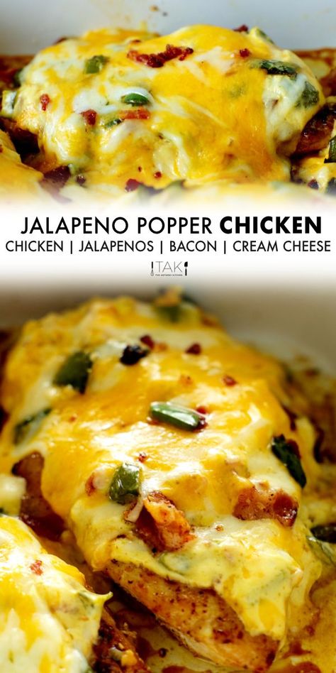 Jalapeno Chicken Recipes, Jalapeno Popper Chicken Recipe, Chicken Poppers, Popper Chicken, Jalapeno Popper Chicken, Cheddar Chicken, Jalapeno Recipes, Jalapeno Chicken, Stuffed Jalapenos With Bacon