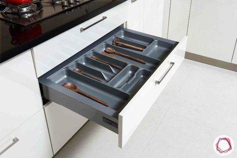 Modular Kitchen Accessories You Must Have Modular Kitchen Accessories, Latest Modular Kitchen Design, L Shaped Modular Kitchen, Modular Kitchen Cabinets, Organization Pantry, Modular Cabinets, Narrow Shelves, Black Granite Countertops, Kitchen Modular