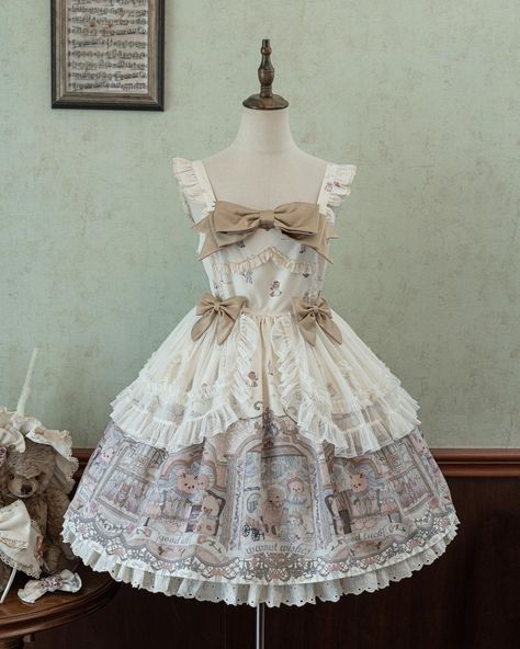 🧸🧸Sweet Lolita dress with teddy bear print in 2 colors, OP and JSK available. 🛒👉Search 'SHMNS-001' on devilinspired.com #devilinspired #sweetdress #sweetlolitafashion #lolitacoord #lolitafasion #sweetoutfit #sweetgirls Teddy Bear Outfit, Jsk Dress, Bear Outfit, Teddy Bear Print, Teddy Bear Clothes, Bear Outfits, Sweet Lolita, Bear Print, Sweet Dress