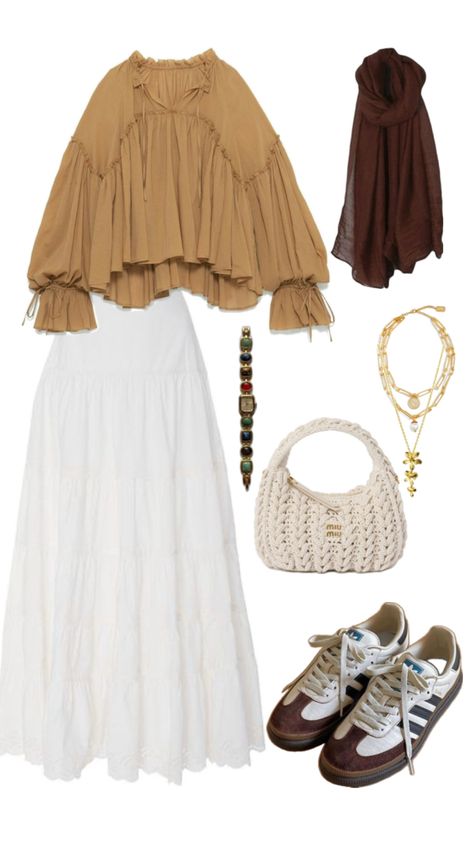 #outfit #hijaboutfit #hijabi #aesthetic #summer #skirt #whiteskirt Flare Dress Outfit Classy, Modest Girly Outfits, Stylish Outfits Casual, Modest Casual Outfits, Modesty Outfits, Modest Fashion Hijab, Cute Modest Outfits, Muslim Outfits Casual, Hijabi Aesthetic