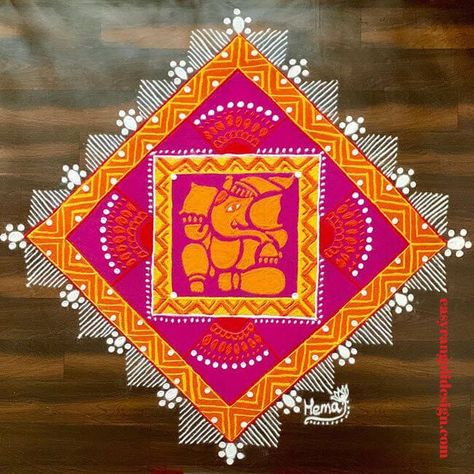 Rangoli Ideas Square, Diwali Rangoli Square, Simple Square Rangoli Designs, Deepali Rangoli, Rangoli Square Designs, Square Rangoli Design Easy, Rangoli Designs Square, Square Rangoli Design For Diwali, Square Rangoli Design