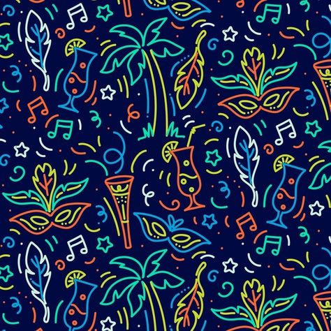 Brazilian Patterns Traditional, Brazilian Pattern, Carnival Illustration Design, Brazil Illustration, Carnival Pattern, Brazil Carnival Illustration, Brazil Logo, Brazilian Carnival, Hand Drawn Pattern