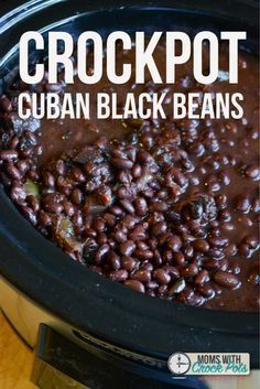 These are the best black beans ever! You have to try this easy Crockpot Cuban Black Beans Recipe! Great with rice, in wraps, as a side and more. Best Cuban Black Beans, Best Black Beans, Cuban Black Beans Recipe, Cubano Sandwiches, Pollo Tropical, Black Beans Recipe, Beans In Crockpot, Vegan Crockpot Recipes, Cuban Black Beans