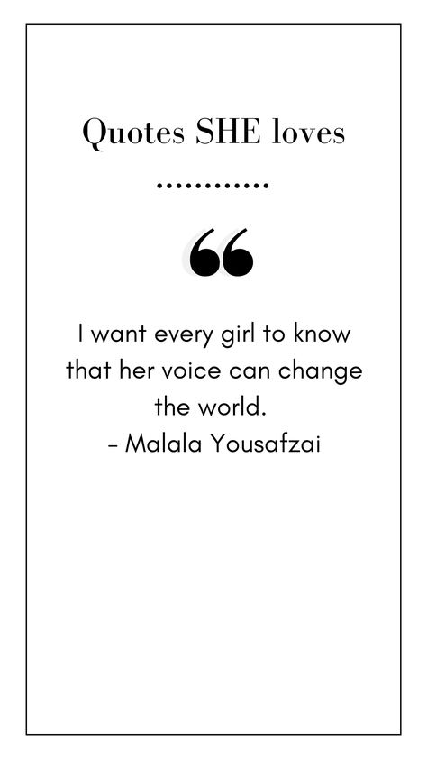 Malala Yousafzai Quotes, Quotes She, Malala Yousafzai, Life Quotes Pictures, Quotes Pictures, Inspiring Women, World Problems, Leadership Quotes, She Loves