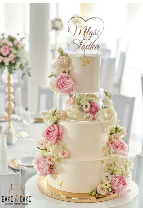 Coquette Wedding Cake, White Wedding Cake Pink Flowers, Pink 2 Tier Wedding Cake, Pale Pink Wedding Cake, Wedding Cake With Light Pink Flowers, Coquette Wedding, Pink Rose Wedding Cake, 3 Tier Pink And White Wedding Cake, Pink Rose Wedding