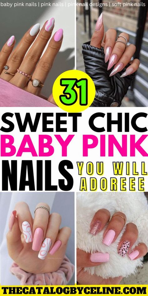 Nail Designs Blush Pink, Nail Designs Blush, Nail Designs Soft Pink, Soft Pink Nail Designs, Nail Designs Soft, Baby Pink Nails With Design, Baby Pink Nail Designs, Pink Glittery Nails