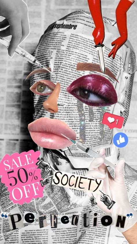 What Is Beauty Art, Consumption Photography, Society Standards, Cancel Culture Art, Plastic Surgery Art, Beauty Collage, Beauty Standards Illustration, Woman Collage, Culture And Society