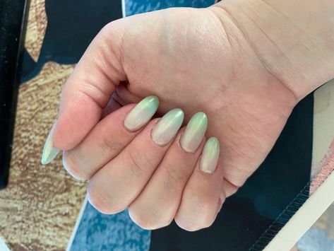 Ombre green tips with iridescent powder over top Ombre Green, Ombré Nails, Green Tips, Green Ombre, Ombre Nails, Sea Foam, Convenience Store Products, Nails, Green