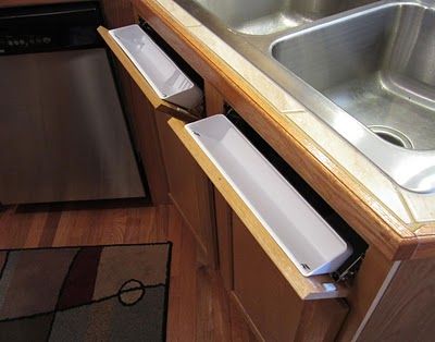 How To Make Kitchen Cabinets, Under Kitchen Sink, Storage Cubbies, Hidden Cabinet, Tiny Living Space, Hidden Kitchen, Kitchen Cabinet Drawers, Rev A Shelf, Cubby Storage