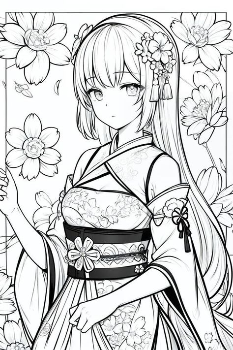 Coloring pages #coloringpages Coloring page #coloringpage 6.180 Anime Colouring Pages, Anime Colouring, Coloring Pages Flowers, Anime Coloring Pages, Manga Coloring Book, Color Drawing Art, Adult Coloring Designs, Pattern Coloring Pages, Detailed Coloring Pages