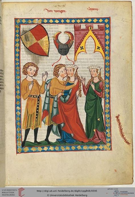 Medieval Art Paintings, Codex Manesse, Courtly Love, Fashion History Timeline, Medieval Drawings, Medieval Artwork, Embroidery Workshop, Medieval Paintings, Medieval Manuscript