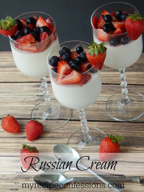 Patisserie, Flan, Russian Cream, Memorial Day Picnic, Fourth Of July Barbecue, Strawberry Pudding, Russian Desserts, Homemade Vanilla Ice Cream, Cream Desserts