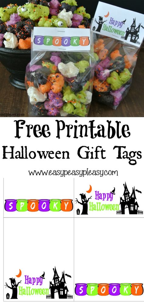 Free Printable Spooktacular Treat bag toppers are perfect Halloween Gift Tags. #halloween #gifttags #treatbagtoppers #halloweengifttags Free Halloween Bag Tags, Treat Bag Labels Printable, Halloween Smores Bag Toppers Free Printable, Halloween Treat Bag Toppers Printable, Free Halloween Treat Bag Printables, Halloween Bag Toppers Free Printable, Halloween Treat Bag Tags Free Printable, Bag Toppers Printable Free, Kids School Gifts