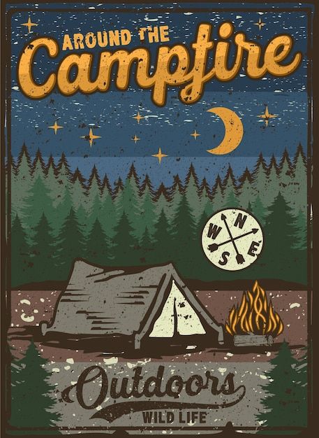 Poster vintage retro camp fishing hiking... | Premium Vector #Freepik #vector #hiking-logo #adventure #camping-background #mountain-logo Camping Wallpaper, Tree Camping, Poster Vintage Retro, Retro Camping, Mountain Camping, Vector Poster, Adventure Design, Welcome Poster, Vintage Camping