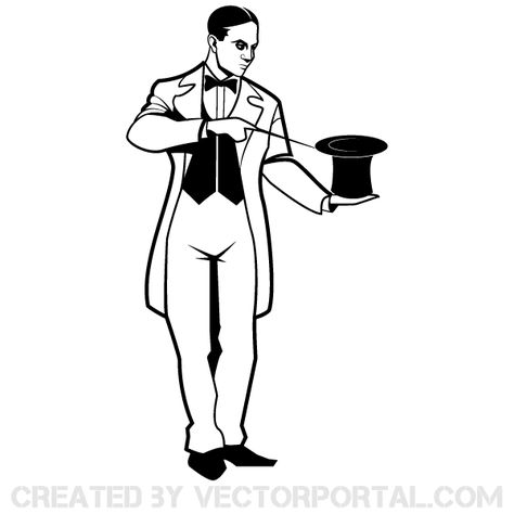 Magician Vector Image Magician Drawing, Magician Illustration, Digital Art Beginner, Vector Free Download, Clipart Black And White, Illustration Sketches, The Magicians, Pencil Drawings, Easy Drawings