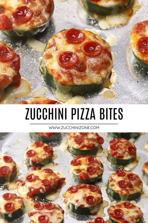 Zucchini pizza bites are perfect for snacking and serving as an appetizer at your next party. Thick sliced zucchini is topped with marinara, cheese, and pepperoni and broiled to perfection in the oven. Zucchini Pepperoni Bites, Zucchini Pizza Bake, Easy Vegetable Pizza, Zucchini Pizza Stacks, Snack To Make At Home, Zucchini Appetizers, Zucchini Dinner, Italian Appetizers Easy, Pepperoni Pizza Bites