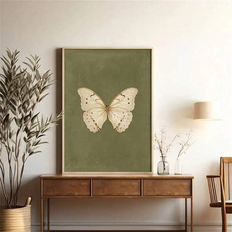 Vintage Butterfly Canvas Art Print - Unique Gothic Country Style Wall Decor With Rustic Frameless Design, Perfect For Bedroom, Living Room, Home Office, Witchy Gift Idea For Nature Lovers And Bohemian Decor Enthusiasts | SHEIN USA Cottagecore Wall Decor, Butterfly Canvas, Hanging Paintings, Home Decor Paintings, Vintage Butterfly, Styl Boho, Country Style, Bohemian Decor, Styl Vintage