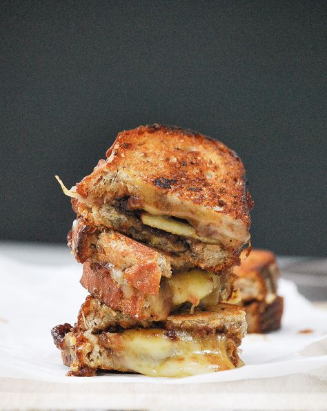 Grilled Cheese with Fig Butter and Apple – Life is but a Dish Sandwich Croissant, Fancy Grilled Cheese Sandwiches, Savory Apple Recipes, Fig Butter, Fancy Grilled Cheese, Grilled Sandwiches, Croissant Bread, Gourmet Grilled Cheese, Multigrain Bread