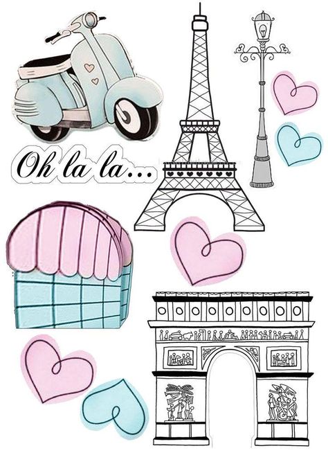 Paris Cake Topper Printable, Paris Cake Topper, Paris Stickers Printable, Paris Cake Ideas, Paris Theme Cake, Paris Party Ideas, Paris Cartoon, Paris Birthday Cake, Paris Birthday Party Ideas