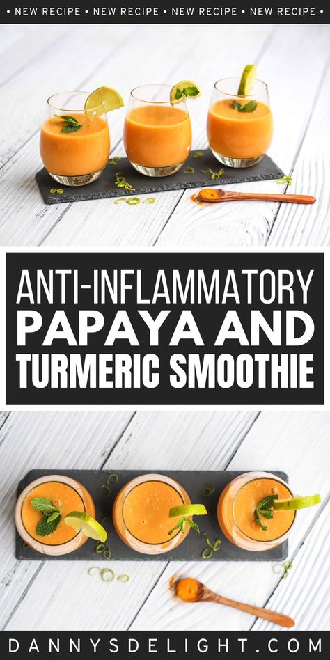 Nutritious Smoothie Recipes, Papaya Smoothie, Inflammation Diet Recipes, Refreshing Breakfast, Inflammation Diet, Turmeric Smoothie, Anti Inflammation Recipes, Healthy Protein, Healthy Nutrition