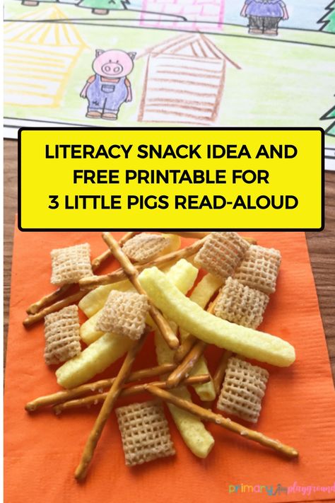 Nursery Rhyme Themed Snacks, Nursery Rhyme Snacks, 3 Pigs Activities, Farm Snacks Preschool, 3 Little Pigs Activities Preschool, The Three Little Pigs Activities, Snack Crafts, 3 Little Pigs Activities, Fairytale Lessons