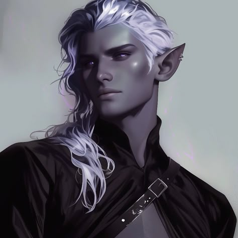 Astral Elves, Male Oc Design, White Hair Dark Skin, Dnd Drow, Drow Male, Dnd Board, Dark Fae, Skins Characters, Elves Fantasy