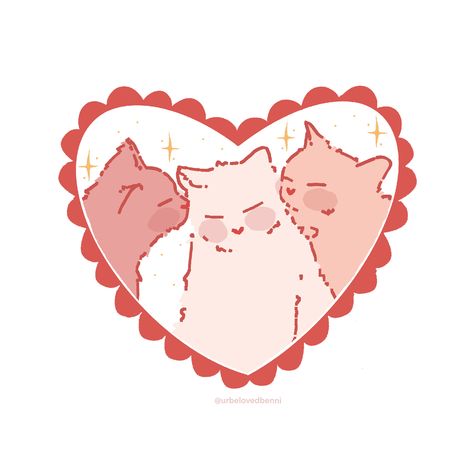 Pink Cat Drawing, Valentines Cats, Valentine Drawing, Valentine Doodle, Valentines Day Drawing, Cocoppa Wallpaper, Valentines Art, Cat Valentine, January 27