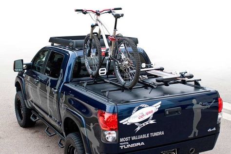 Bike rack with tonneau cover? | Page 2 | Tacoma World Truck Bed Bike Rack, Rack Velo, Truck Bike Rack, Pickup Camping, Toyota Tacoma Mods, Tacoma World, Truck Bed Covers, Tacoma Truck, Kayak Rack